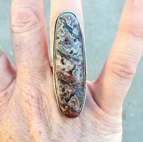 New Leopard Skin Jasper 925 Silver Statement Ring. - Picture 4 of 16